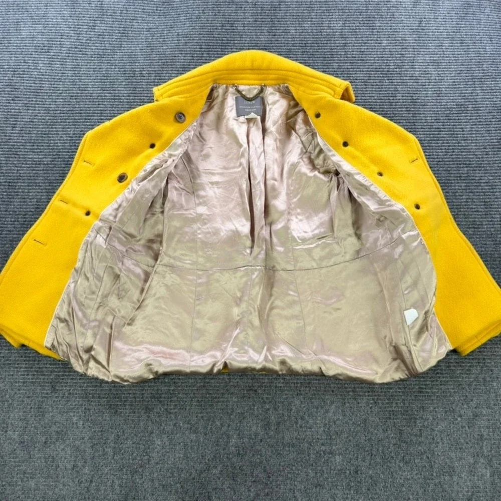 J.Crew Stadium Cloth Nello Gori Yellow Wool Blend Pea Coat Jacket Womens 0 - Picture 3 of 13
